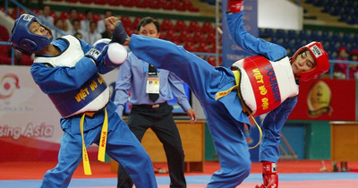 Vận động viên Vovinam thi đấu